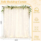 Ledido 10×10ft White Tulle Backdrop Curtain with Light(2 Panels 5×10ft) - Image 2