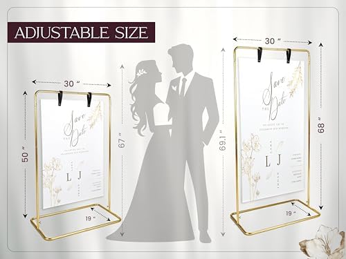 OLEEK Adjustable wedding welcome sign stand - Customizable design bundle for linen sign stand - wedding sign holder - welcome wedding sign - wedding signage with 6 Leather Hanging straps - Image 2