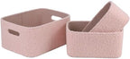 Boucle Nursery Storage Baskets Set of 3, Decorative Nesting Fabric Bins for Shelves, Changing Tables, Dressers and Closets, Baby Toys, Diapers, Clothes, Books, Blankets and Essentials, Pink - Image 2