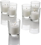 Set of 72 Richland Votive Candles White Unscented and 72 Clear Glass Eastland Votive Holders by Richland
