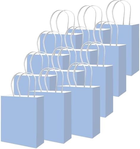 qiqee 100PCS Gift Bag with Handles Bulk Light Blue Paper Bags Multiple Uses (13''x5 x10 inch Large Size) - Image 2