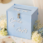 BreezeHug 10" Baby Blue Acrylic Wedding Card Box with Lock & DIY Letters by Unknown