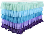 Mermaid Tulle Table Skirt for Rectangle or Round Table Tutu Chiffon Tablecloth for Birthday, Baby Shower, Wedding, Party Decoration (Mermaid, L 9ft, H 30in) - Image 4