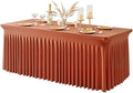 1 Pack Terracotta Spandex Tableclothes for 8 Foot Rectangle Tables, Wrinkle Free 8ft Fitted Table Cover Stretch Table Cloth Desk Skirt for Weddings Baby Shower Birthday Party Banquet Decorations by PartyTalk