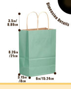 qiqee 100-Packs Light Blue Paper Gift Bags with Handles Bulk 8.26"×6"×3.15" Small Size Gift Bags Multiple Uses - Image 2