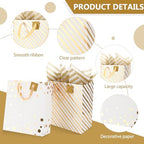 Tenare 24 Pcs Metallic Gold Gift Bags Bulk with Handle and 24 Tissue Paper Gold Foil Gift Bag for for Graduation Wedding Groomsmen Bridal Baby Shower Gifts Holiday Party Favors 3 Size 4.5’’ 9’’ 13’’ - Image 2
