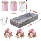 Mason Jar Centerpiece Decor with Wood Tray – 3 Jars Pink Pumpkins - Image 3