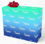 MyPupSocks Customized Name Wrapping Paper, Personalized Gradient Green & Blue Wrapping Paper Logo Text Gift Wrap Paper Roll 58x23 for Women Men Kids Boys Girls Baby Christmas 3 Rolls by MyPupSocks