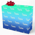 MyPupSocks Personalized Gradient Green & Blue Wrapping Paper with Logo, Custom Name Gift Wrapping Paper Roll with Text for Friend Grandma Grandpa Birthday Wedding Christmas Gifts 58x23 5 Rolls by MyPupSocks