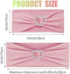 Dusty Pink Chair Sashes 50 Pack Spandex Pink Sashes for Chairs Covers Universal Stretch Chair Sashes Band with Heart Buckle Slider for Wedding Banquet Party Decorations - Image 2
