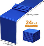 SiinvdaBZX 24 Pcs Royal Blue Satin Table Runner 12 x 108 inches Long - Image 4