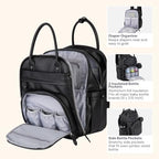 BabbleRoo Leather Diaper Bag Backpack - Baby Essentials Travel Baby Bag, Multi function, with Changing Pad, Stroller Straps & Pacifier Case – Unisex, Black - Image 5