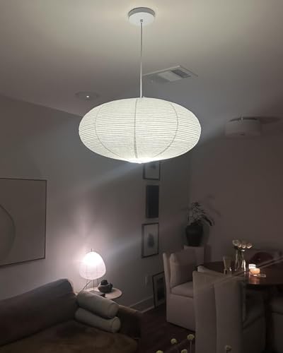 White Oval Paper Lanterns, 22" Large Hanging Paper Lantern Shade, 1 Pack - Image 2