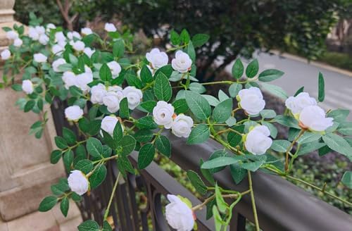2PCS x 6FT Rose Garland Artificial Flower Vine for Home Decor, White by zhixinyue