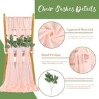 QueenDream Blush Chair Sashes Wedding Aisle Decorations: 16 Packs Tulle Draping Fabric Sheer Church Chair Cover Bulk for Baby Shower Party Banquet - Image 5