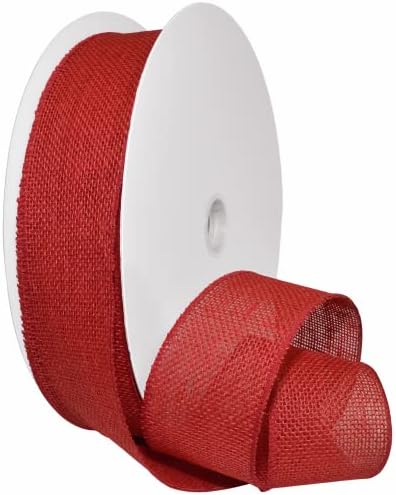 Morex Natural Burlap Wired Ribbon for Decorations, Holidays, Parties, Home and Outdoor Decor, 2.5" x 50 Yd, Rose Red by MorexRibbon