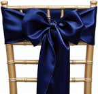 Pack of 50 Satin Navy Blue Chair Bows Sashes 7 X 108 Inch Universal Navy Chairs Ribbons for Wedding Anniversary Ceremony Birthday Party Engagement Banquet Restaurant Event Decorations - Image 7
