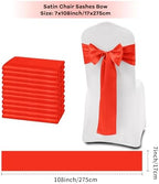fani Red Satin Chair Straps Bows,120 PCS 7x108 Inch,Chair Sash - Image 2