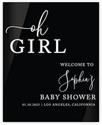 Andaz Press 16"x20" Black Acrylic Personalized Baby Shower Welcome Sign, Gender Neutral Large Custom Sign for Easel Stand, Oh Girl Baby Shower Decorations by AndazPress