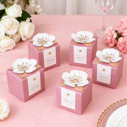 FEIYI 20 PCS Favor Boxes, Dusty Rose Candy Boxes 2.55x2.55x2.55 - Image 4
