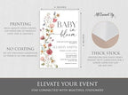 All Ewired Up Baby Shower Invitations with Envelopes and Diaper Raffle Tickets and Baby Book Cards, Boho Wildflower Gender Reveal Party Baby Shower Activities Supplies, Personalized - Image 3