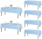 Fokitut 6 Pack Rectangle Tablecloth, 60x102 Inch, Stain Resistant and Wrinkle Polyester Table Cloth, Fabric Table Cover for Kitchen Dining, Wedding, Party, Holiday Dinner-Blue Mist by Fokitut