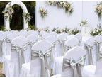 50 Pack Satin Silver Chair Ribbons for Wedding Party Decor - Image 3