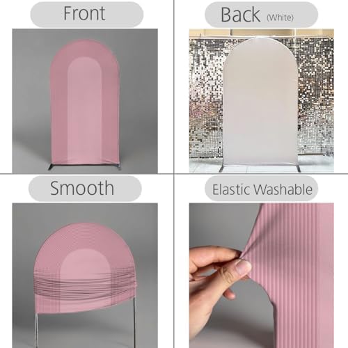 Ripples Arch Backdrop Cover Spandex Background for Baby Birthday Baby Shower Wedding Party Decoration (Pink Ripples,7.2x4ft) - Image 3