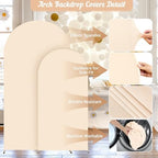 Champagne Arch Backdrop Cover 2 Set - 6.6FT, 5FT Spandex Fitted Wedding Arch Stand Covers Round Top Chiara Arch Backdrop Stands Cover for Birthday Parties Banquet Photo Background Decoration - Image 3