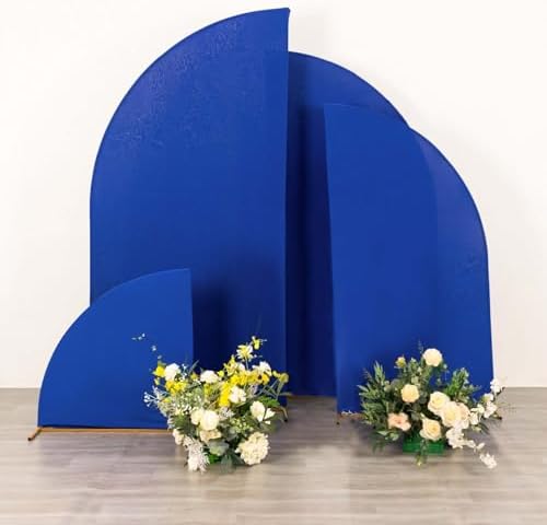 Efavormart Set of 4 Royal Blue Spandex Half Moon Arch Covers, Custom Fit Chiara Backdrop Slipcovers 2.5ft-7ft for Corporate Galas and Award Ceremonies - Image 2