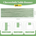 24 Pack Sage Green 10Ft Cheesecloth Table Runner - Image 2