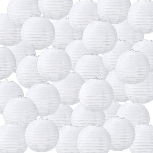 Treela 48pack White Chinese Paper Lanterns for Wedding Party Decor, 6" by Treela