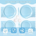 Vyntra 350 Pcs Light Blue Paper Plates and Napkins Party Supplies - Image 6