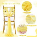 Yellow Chair Sashes for Wedding: 32 Pieces 8ft Long Sheer Draping Fabric – Reception Party Hotel Event Dining Chair Decorations - Image 6
