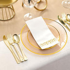 N9R 180PCS Orange Brown Plastic Plates Disposable, Fancy Dinnerware Set - Image 3