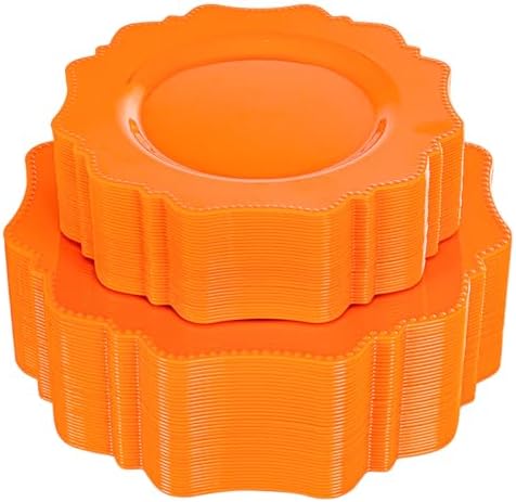 COLOSUS 60PCS Orange Plastic Plates for Party, Heavy Duty Plates Plates. by COLOSUS