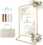 Wedding Sign Holder, Adjustable Welcome Sign Stand w/ Leather Hanging Strap, Satin Ribbon & Carry-on Bag, Heavy Duty Easel Stand for Wedding Seating Chart, Display & Poster (Gold) by TPFWTD