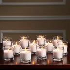 48-Pack Clear Glass Votive Candles – 10–12 Hour Long Burn, Unscented, Ivory, Bulk Set for Weddings, Events & Table Centerpieces – Hosley - Image 2