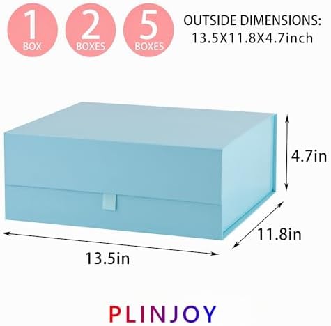 5 Pcs Large Gift Box 13.5x11.8x4.7 Inches, Blue Gift Boxes for Presents with Magnetic Closure Lid, Luxury Gift Box Rectangle Collapsible Boxes for Gift Packaging - Image 4