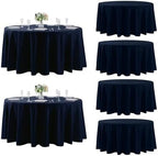 Fokitut 6 Pack Round Tablecloth, 120 Inch, Stain Resistant and Wrinkle Polyester Table Cloth, Fabric Table Cover for Kitchen Dining, Wedding, Party, Holiday Dinner-Navy by Fokitut