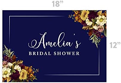 Andaz Press Custom Personalized Disposable Paper Placemats, 12 x 18 Inch, Set of 25, Custom Bridal Shower Navy Blue Floral, Tableware, Dining, Tabletop, Table Setting for Bridal Shower - Image 3