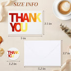 Gueevin 200 Pcs Thank You Cards with Envelopes, 3.5x5 Inch Ombre Font - Image 2