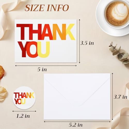 Gueevin 200 Pcs Thank You Cards with Envelopes, 3.5x5 Inch Ombre Font - Image 2