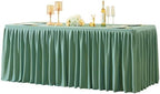 1 Pack Sage Green Rectangle Table Clothes for 6 Foot Tables, Polyester Wrinkle Free Fitted Tablecloths 6ft Stretch Table Cover with Skirt for Wedding Birthday Parties Trade Show Craft Show by PartyTalk