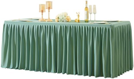 1 Pack Sage Green Rectangle Table Clothes for 6 Foot Tables, Polyester Wrinkle Free Fitted Tablecloths 6ft Stretch Table Cover with Skirt for Wedding Birthday Parties Trade Show Craft Show by PartyTalk