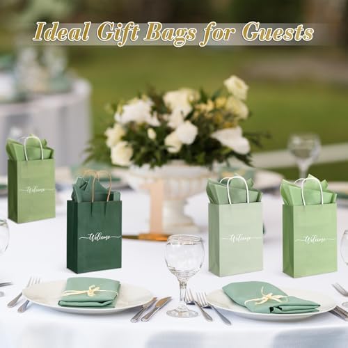 Kolldenn 50 Sets Sage Green Wedding Welcome Bags for Guests with Handles - Image 6