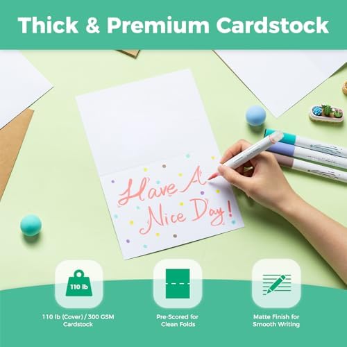 Ohuhu A2 Blank White Cards and Envelopes 200 Pack, 4.25 x 5.5 Folded Cards - Image 4