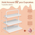 VyGrow Cupcake Stand, 3-Tier Dessert Stand for 52 Cupcakes, Wood & Metal Tower Display Premium Holder Dessert Tree Tower for Christmas Birthday Weddings Party Decor, Serving Tray, White - Image 2