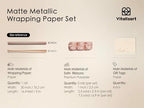 Vitalizart Matte Metallic Pink Wrapping Paper Set 30" Ribbons & Gift Tags - Image 2