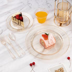 Goodluck 300 Piece Gold Glitter Disposable Plates for 50 Guests - Image 3